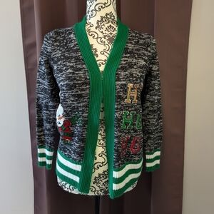 🖤 Women's Heather and Green Festive Christmas Cardigan